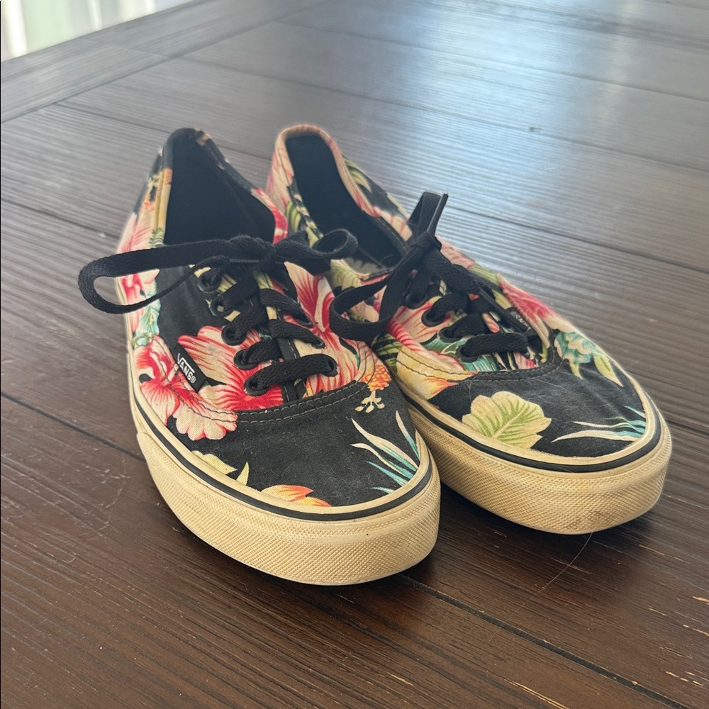 Vans Kids Black Floral Sneakers
